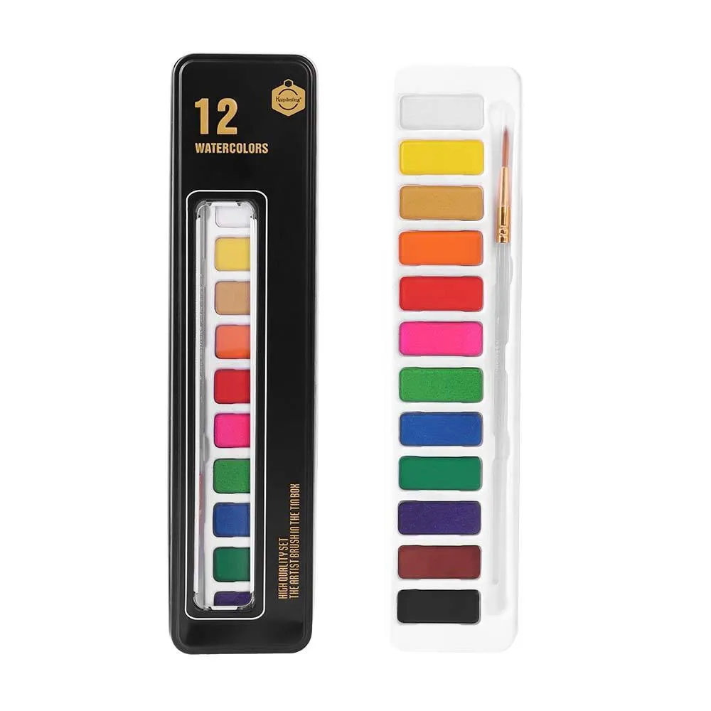 Keep Smiling Watercolors Cake Paint Set 12 Colors