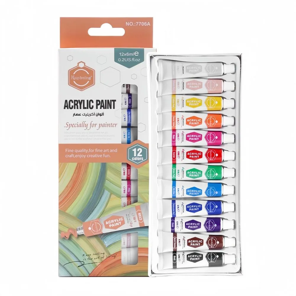 Keep Smiling Acrylic Paint Set (6ml) - 12 Colors