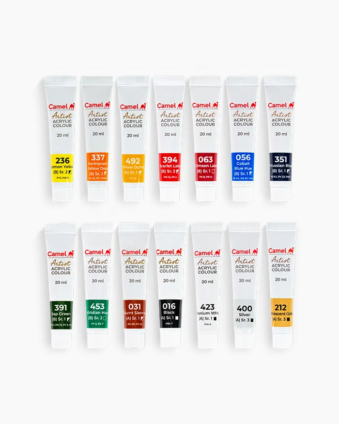 Camel Artist Acrylic Colours (20ml) - 14 Shades