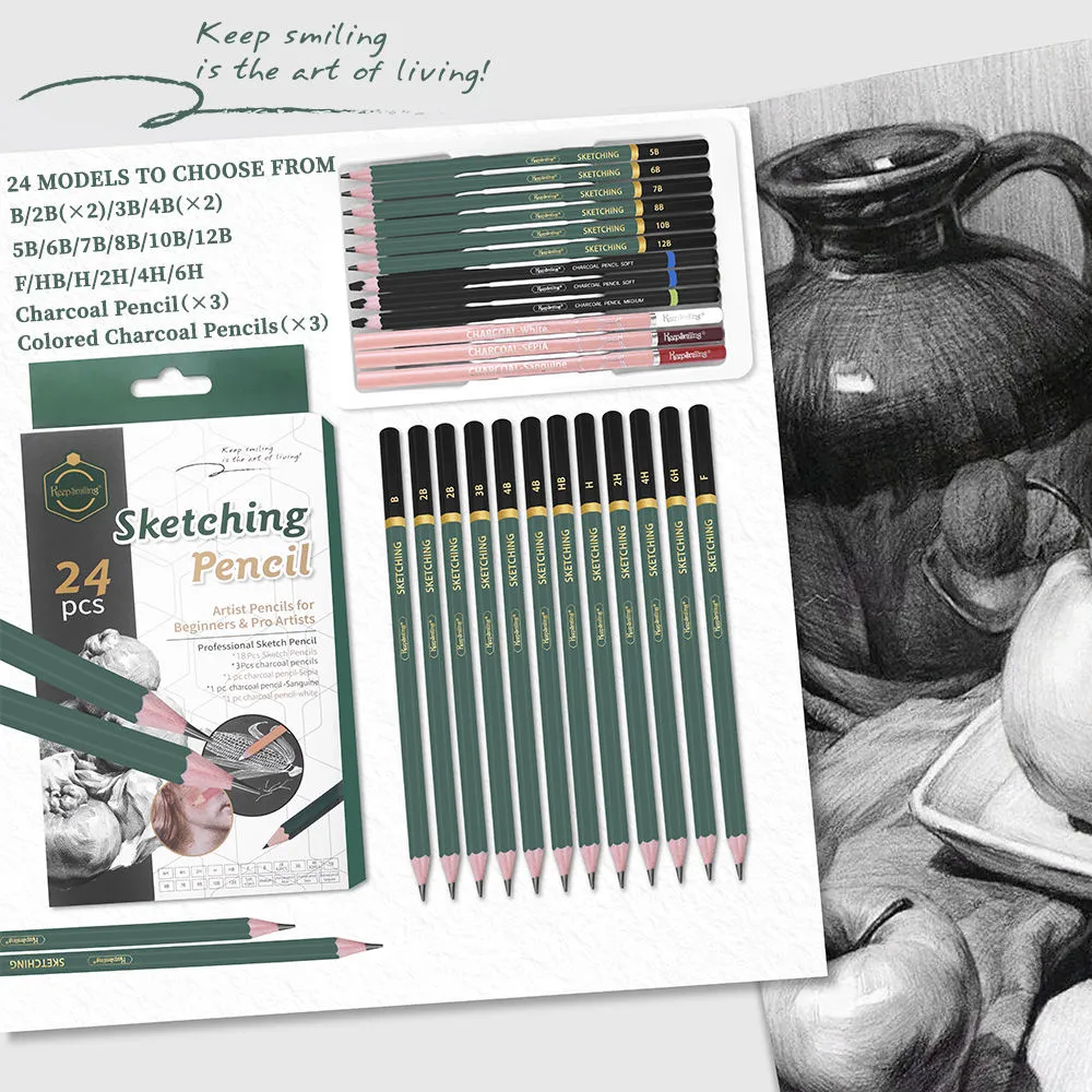 Keep Smiling Sketching Pencil Set 24 PCS