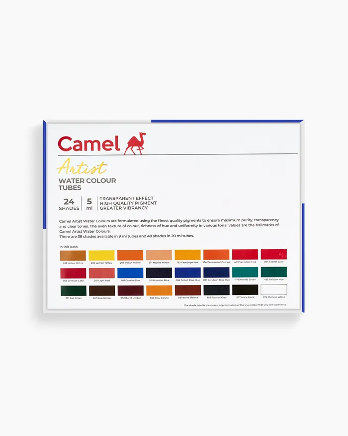 Camel Artist Water Colour Tubes (5ml) - 24 Shades