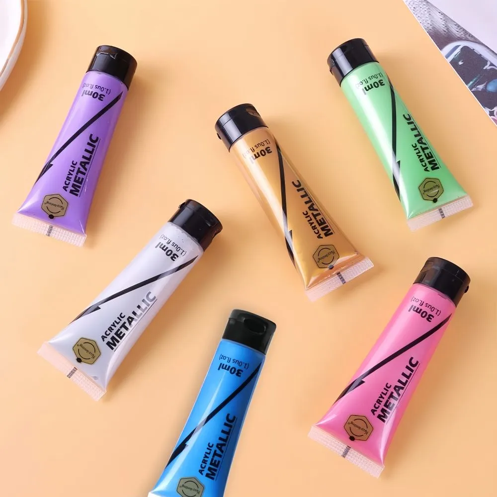 Keep Smiling Metallic Acrylic Paint Set  (30ml) - 6 Colors
