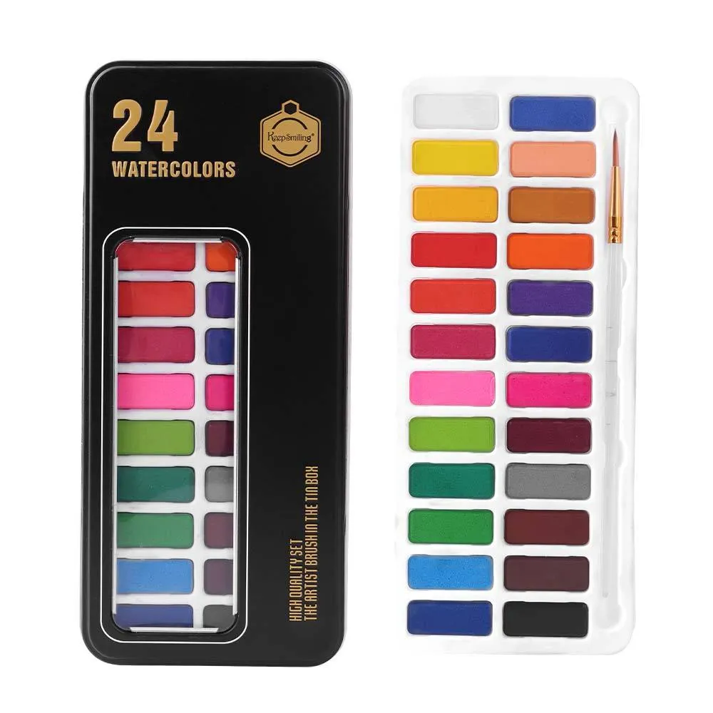 Keep Smiling Watercolors Cake Paint Set 24 Colors