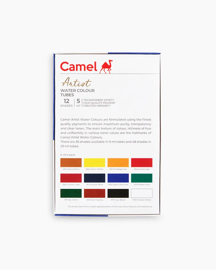 Camel Artist Water Colours Tubes (5ml) - 12 Shades
