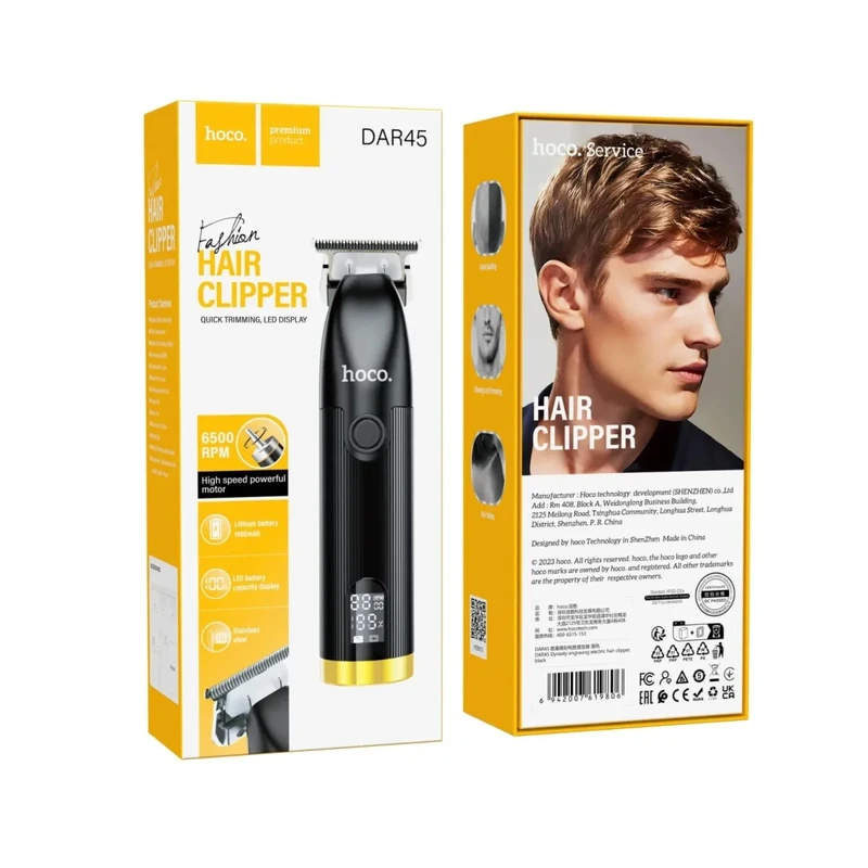 Hoco DAR45 Rechargeable Electric Hair Trimmer Black - Image 3