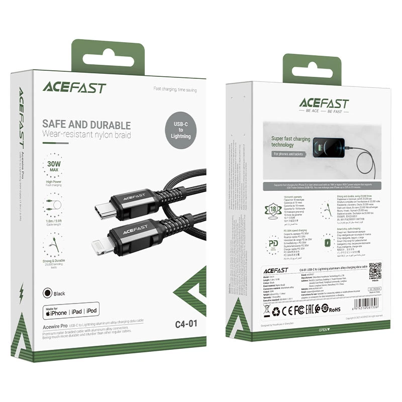 Acefast C4-01 USB-C to Lightning Charging Data Cable 30W 1.8m - Image 6
