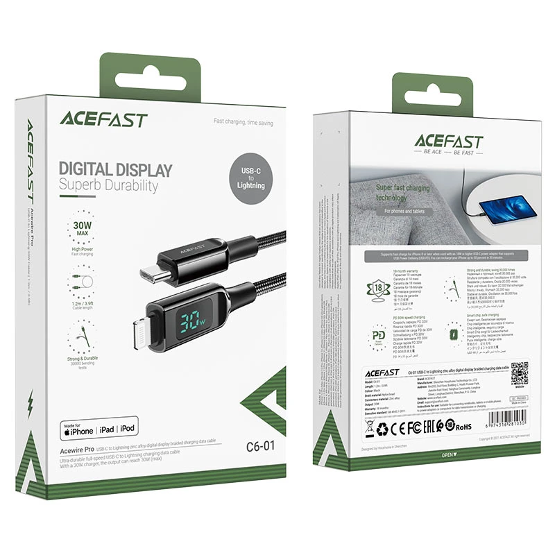 Acefast C6-01 USB-C to Lightning Charging Data Cable 30W 1.2m - Image 3