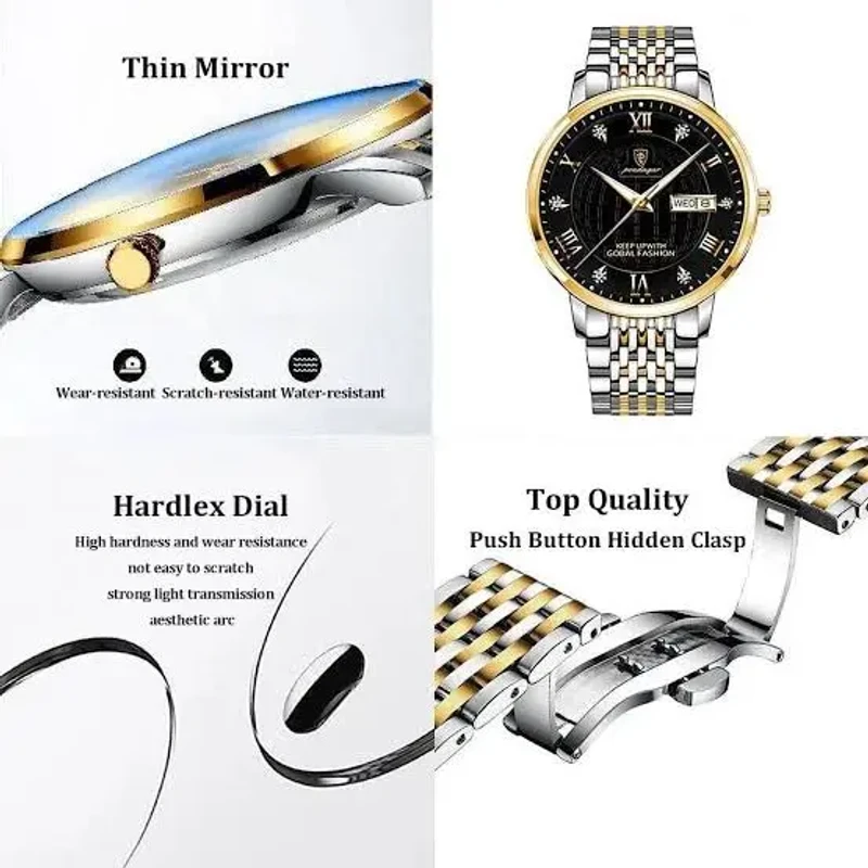 POEDAGAR 836 Men Watch Fashion Luxury Stainless Stain Business Quartz Watches - Image 4