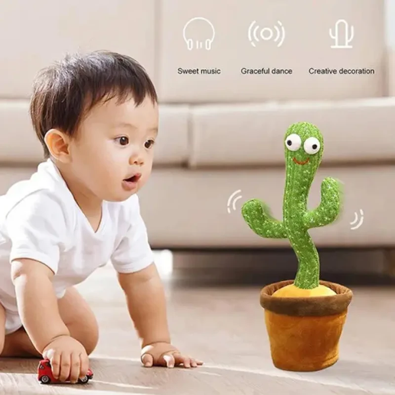 Dancing Cactus Toy – নাচে, গায়, হাসায়! 120টি গান + রেকর্ডিং ফিচার | Swing & Light Musical Fun Toy