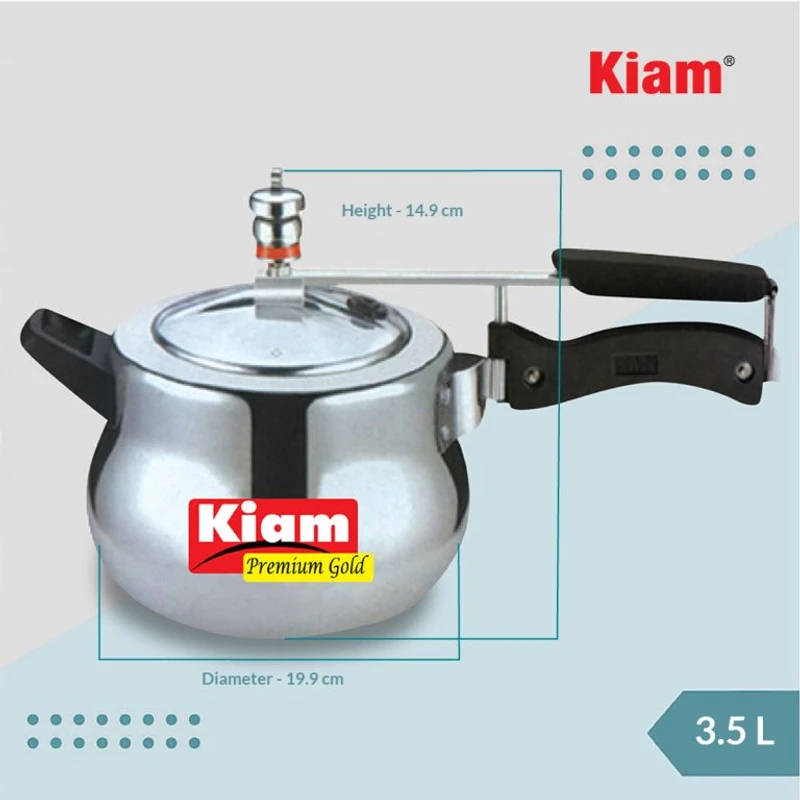 Kiam Premium Gold Pressure Cooker – Durable Aluminum, Safety Lid Lock | কিয়াম প্রিমিয়াম গোল্ড প্রেশার কুকার – উন্নতমানের অ্যালুমিনিয়াম, নিরাপদ লিড লক - Image 3