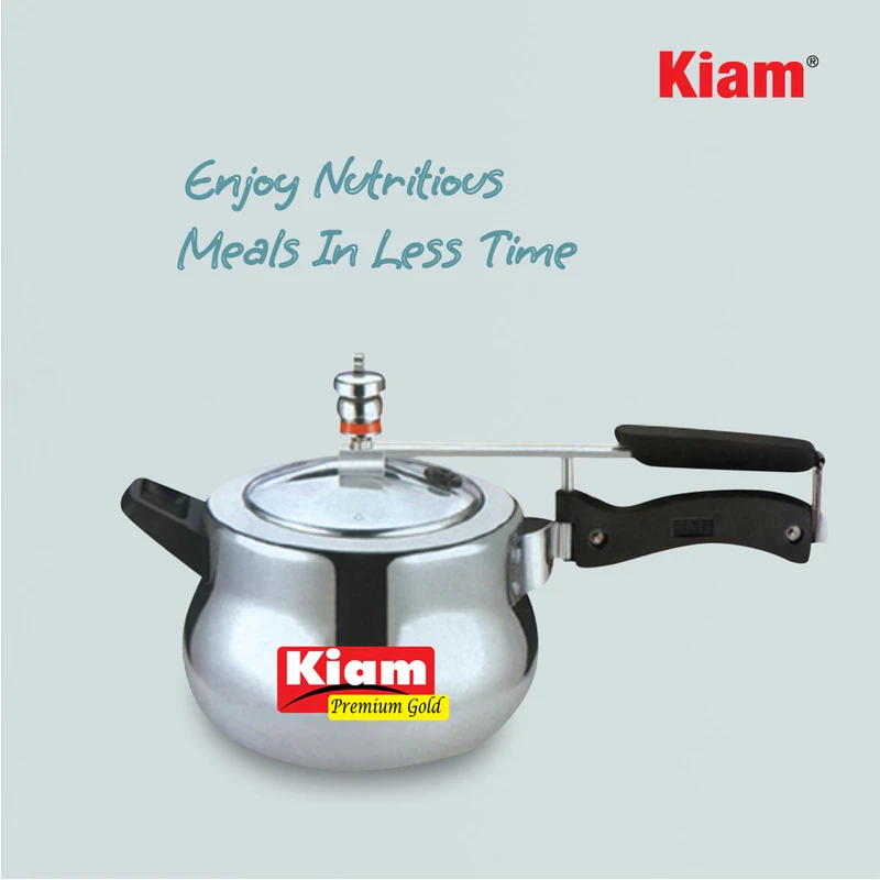 Kiam Premium Gold Pressure Cooker – Durable Aluminum, Safety Lid Lock | কিয়াম প্রিমিয়াম গোল্ড প্রেশার কুকার – উন্নতমানের অ্যালুমিনিয়াম, নিরাপদ লিড লক - Image 5