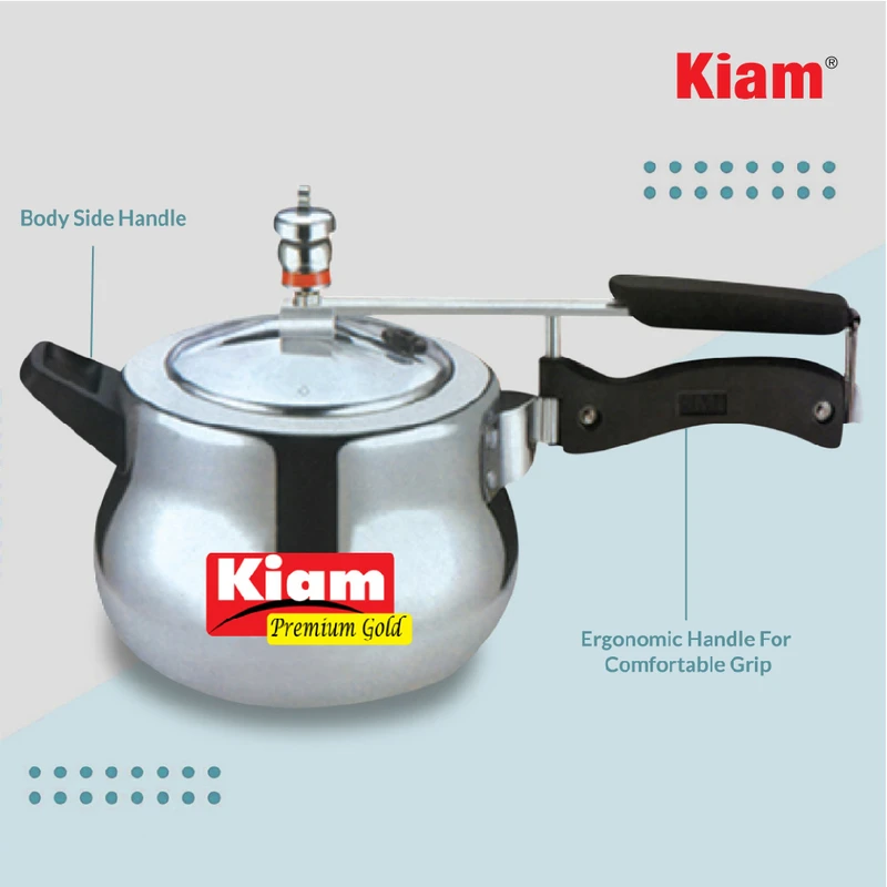 Kiam Premium Gold Pressure Cooker – Durable Aluminum, Safety Lid Lock | কিয়াম প্রিমিয়াম গোল্ড প্রেশার কুকার – উন্নতমানের অ্যালুমিনিয়াম, নিরাপদ লিড লক - Image 6