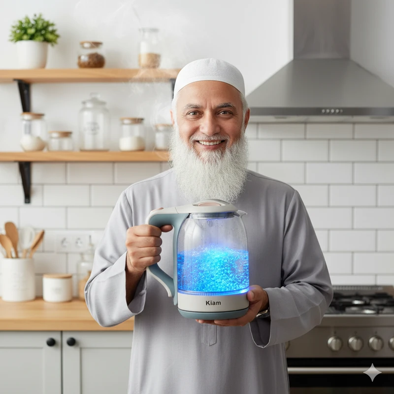 Kiam BL-002 1.8L Glass Electric Kettle – প্রিমিয়াম লুকিং LED লাইট ও অটোমেটিক সুইস ওভারহিট প্রোটেকশন ফিচারসহ