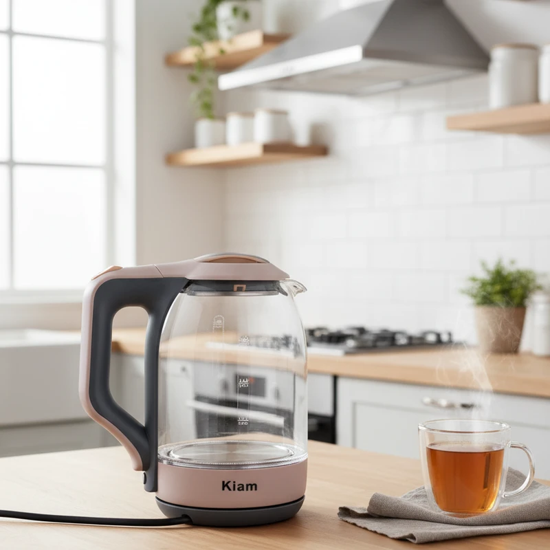 Kiam BL-002 1.8L Glass Electric Kettle – প্রিমিয়াম লুকিং LED লাইট ও অটোমেটিক সুইস ওভারহিট প্রোটেকশন ফিচারসহ