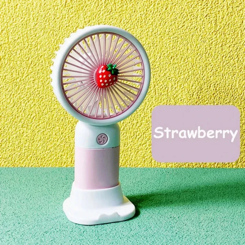 Cute Fruit Mini Hand Fan With Phone Holder, Summer Outdoor Cooler, USB Rechargeable Portable Handheld Fan for Student Pocket - Image 3