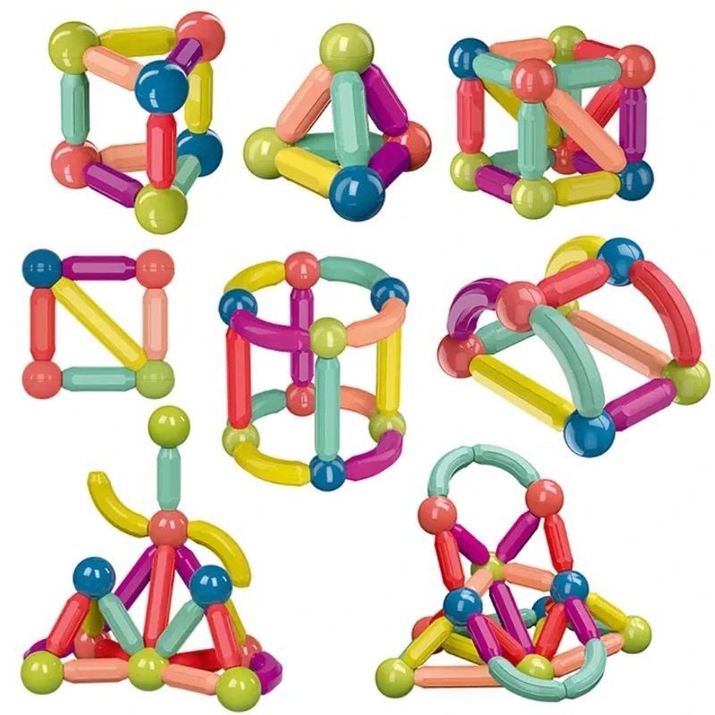 Magnetic Building Blocks Set – শিশুদের শেখা আর খেলায় হবে একসাথে! | 16-64 পিস ম্যাগনেটিক স্টিক্স কনস্ট্রাকশন টয়
