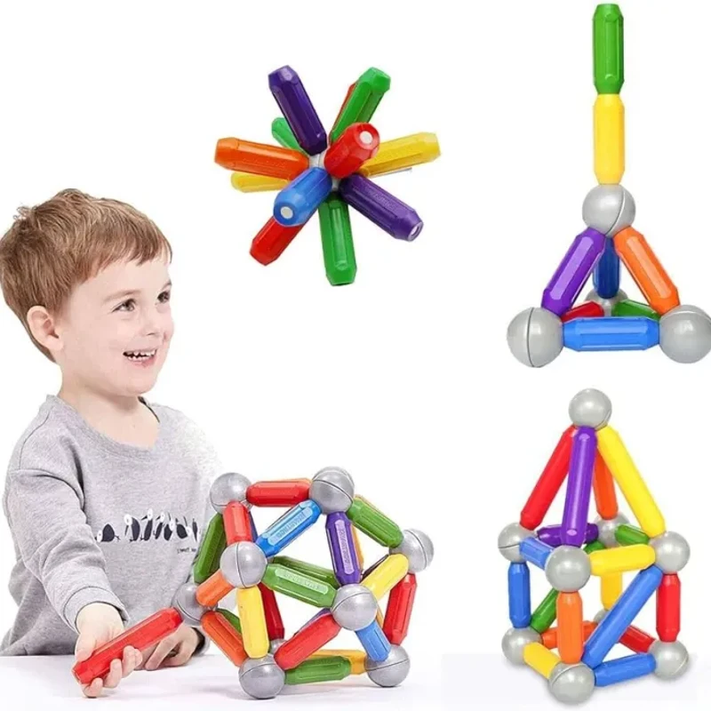 Magnetic Building Blocks Set – শিশুদের শেখা আর খেলায় হবে একসাথে! | 16-64 পিস ম্যাগনেটিক স্টিক্স কনস্ট্রাকশন টয়