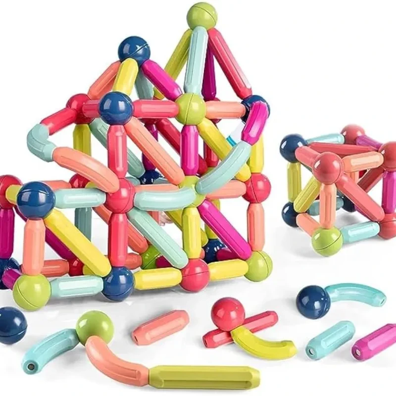 Magnetic Building Blocks Set – শিশুদের শেখা আর খেলায় হবে একসাথে! | 16-64 পিস ম্যাগনেটিক স্টিক্স কনস্ট্রাকশন টয় - Image 4