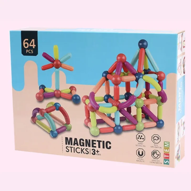 Magnetic Building Blocks Set – শিশুদের শেখা আর খেলায় হবে একসাথে! | 16-64 পিস ম্যাগনেটিক স্টিক্স কনস্ট্রাকশন টয় - Image 8