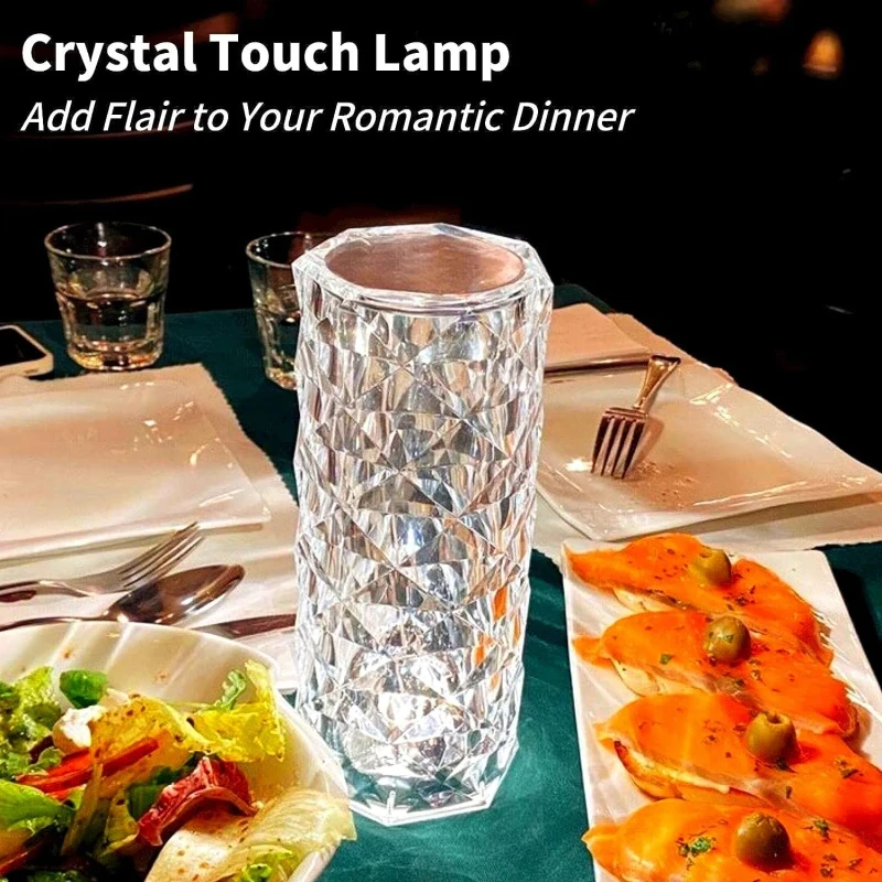 Rose Diamond RGB Lamp – ১৬ রঙের LED নাইট ল্যাম্প | টাচ + রিমোট | রিচার্জেবল ক্রিস্টাল আলো - Image 3