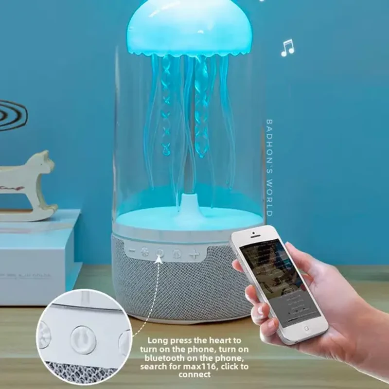Jellyfish Lamp with Bluetooth Speaker – 7 Color Mood Night Light | Dancing Aquarium Lamp | Rechargeable Desk Decor - Image 3