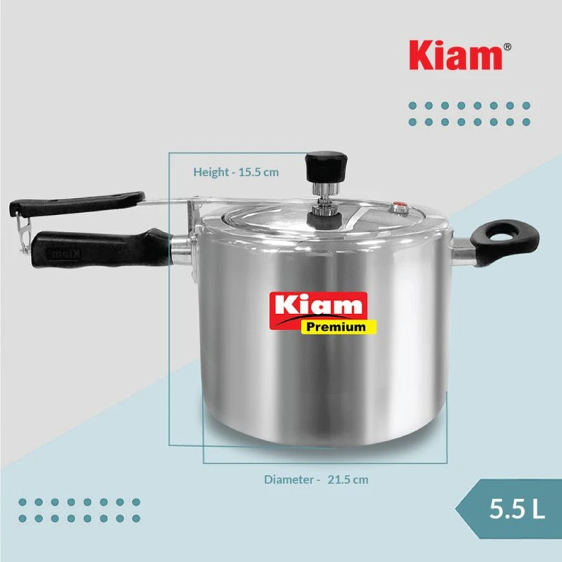 Kiam Premium Pressure Cooker 6.5 Litre – Durable Aluminum with Safety Lock | কিয়াম প্রিমিয়াম প্রেশার কুকার ৬.৫ লিটার – টেকসই অ্যালুমিনিয়াম ও নিরাপদ লিড লক - Image 5