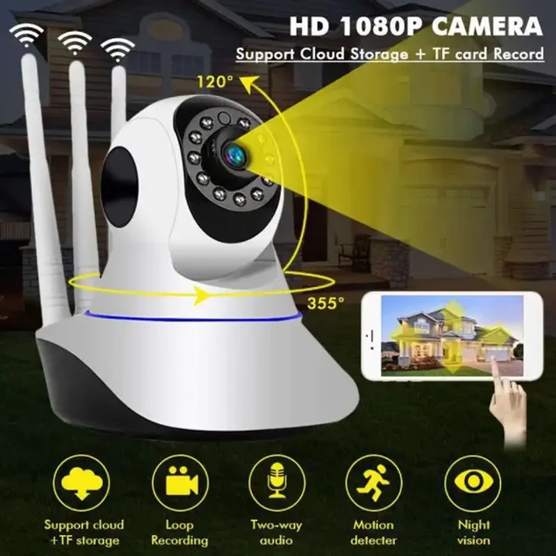 V380 Q5Y 360° WiFi IP Camera – 2MP Full HD ভিডিও + টু-ওয়ে ভয়েস + 3 অ্যান্টেনা! | Smart Wireless Security Solution - Image 6
