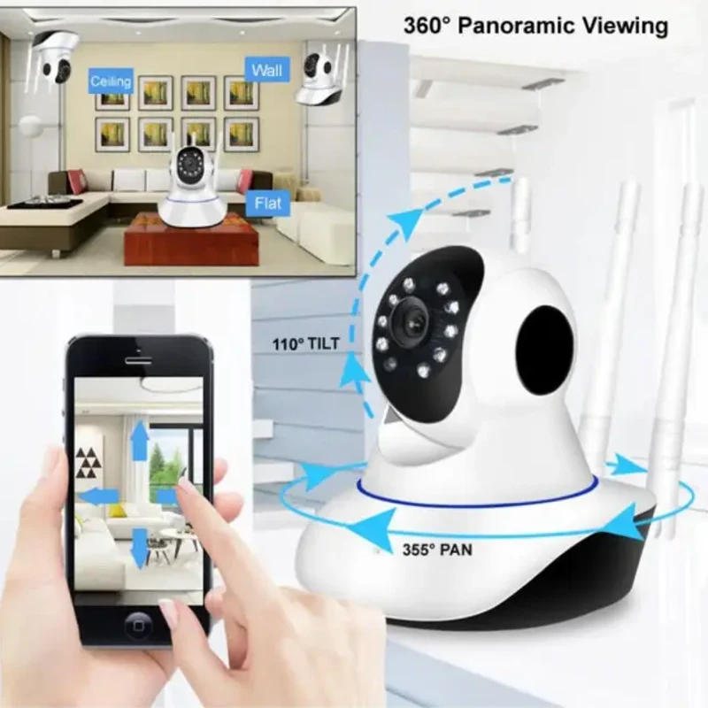 V380 Q5Y 360° WiFi IP Camera – 2MP Full HD ভিডিও + টু-ওয়ে ভয়েস + 3 অ্যান্টেনা! | Smart Wireless Security Solution - Image 7