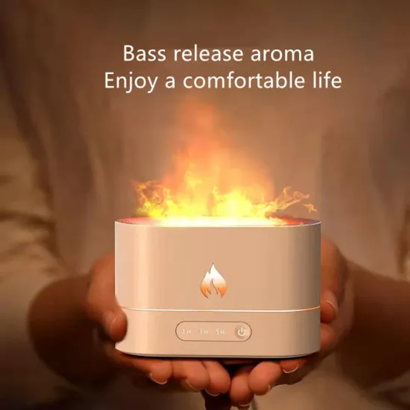 DQ701 Flame Effect Humidifier – সুগন্ধে ভরা শান্তি ও আগুনের আলোতে রিল্যাক্স মুড! | Aromatherapy Diffuser with Night Light