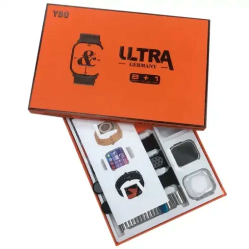 Y80 Ultra Smartwatch With 8 Stylish Straps – Fitness Tracker, HD Display, Health Monitoring