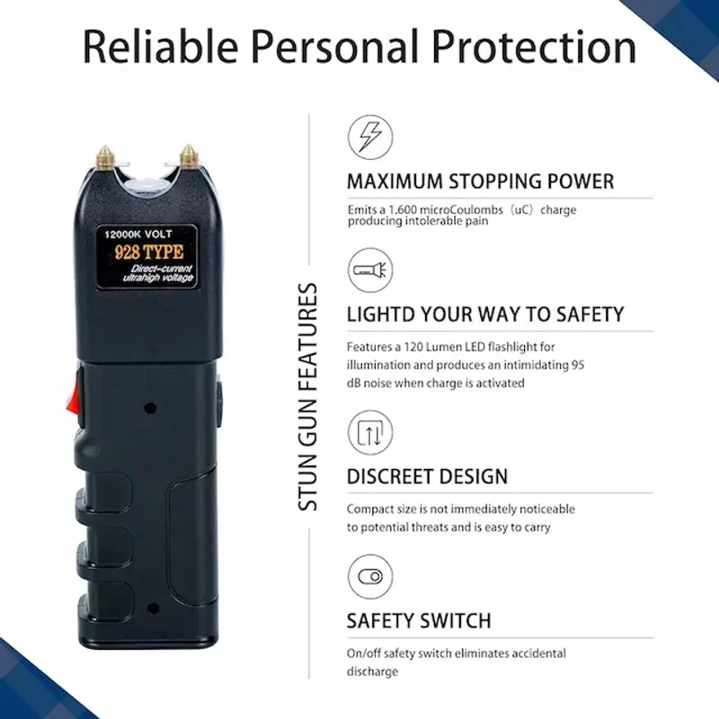 Stun Gun 928 – আত্মরক্ষায় বিদ্যুৎঝলক! | Powerful Electric Shock Device with Built-in Flashlight - Image 7