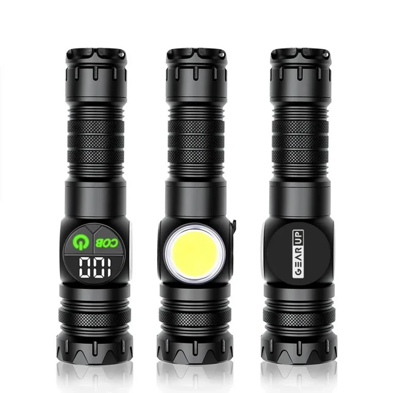 K60 Rechargeable Outdoor Flashlight – 10W COB + LED | 800 Lumens | Telescopic Zoom Torch | Magnetic Base | Type-C Charging