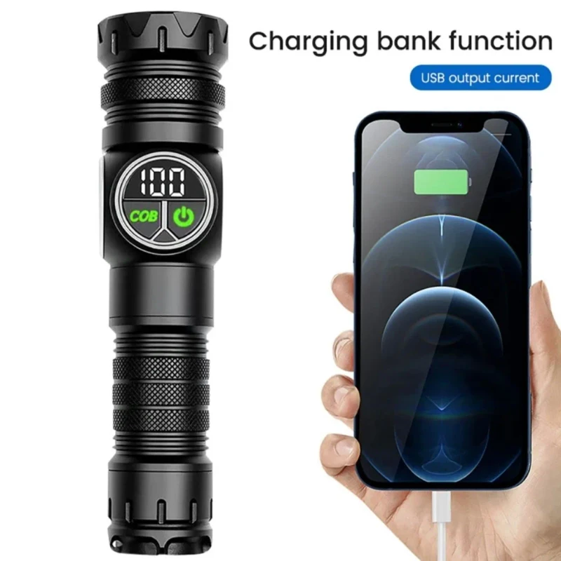 K60 Rechargeable Outdoor Flashlight – 10W COB + LED | 800 Lumens | Telescopic Zoom Torch | Magnetic Base | Type-C Charging - Image 3