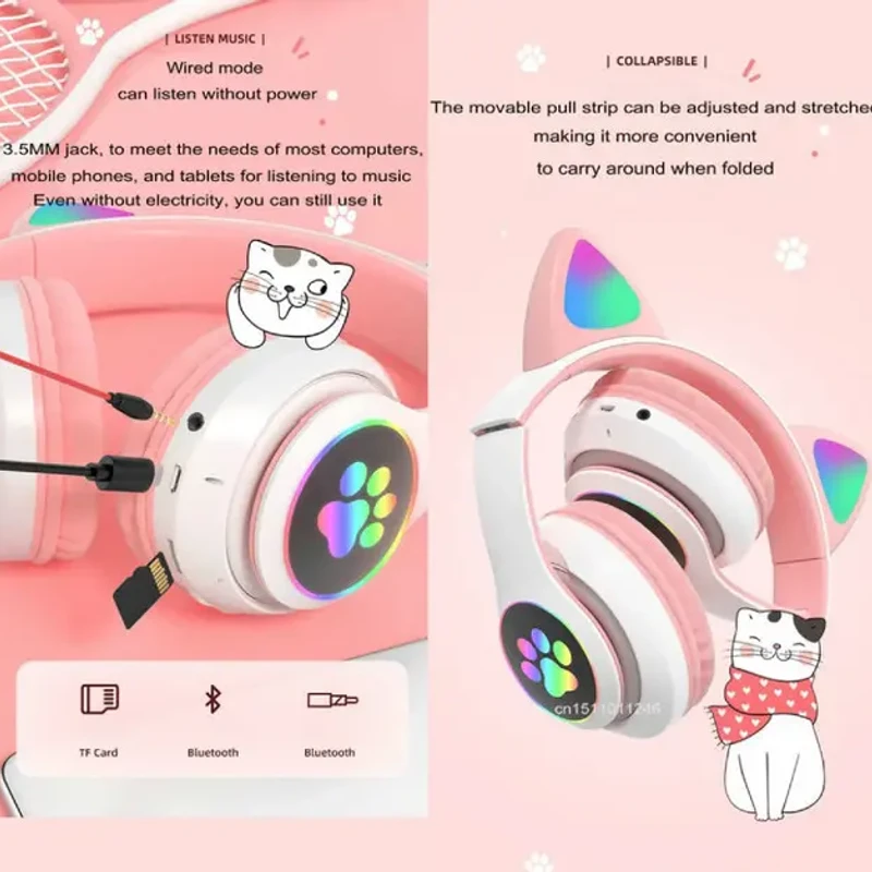 Cat Ear Headset Premium – কিউটনেস, কমফোর্ট আর হাই সাউন্ড সব একসাথে! | Stylish LED Gaming & Music Headphone - Image 3