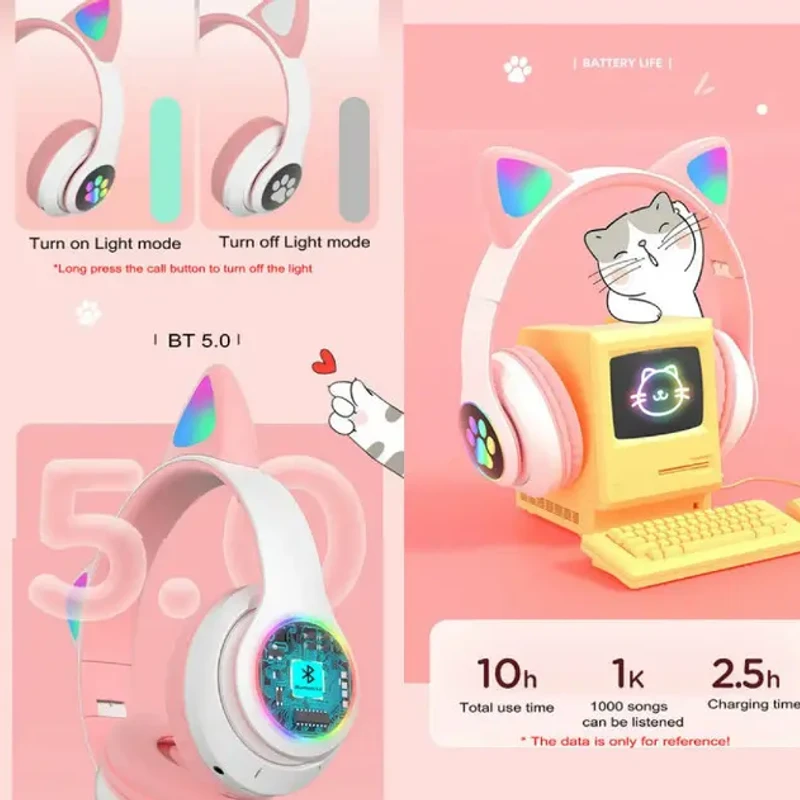 Cat Ear Headset Premium – কিউটনেস, কমফোর্ট আর হাই সাউন্ড সব একসাথে! | Stylish LED Gaming & Music Headphone - Image 4