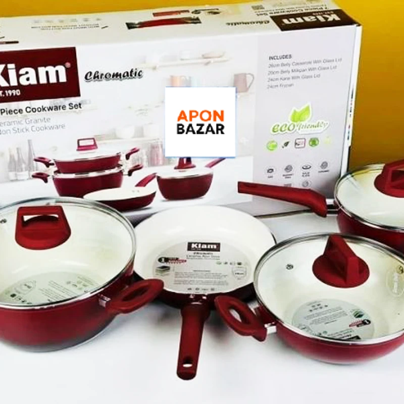 Kiam Induction Non-Stick Ceramic Granite Chromatic 7pcs Cookware Set – German Technology | কিয়াম ইনডাকশন নন-স্টিক সিরামিক গ্রানাইট ক্রোমাটিক ৭-পিস কুকওয়্যার সেট – জার্মান টেকনোলজিতে তৈরি