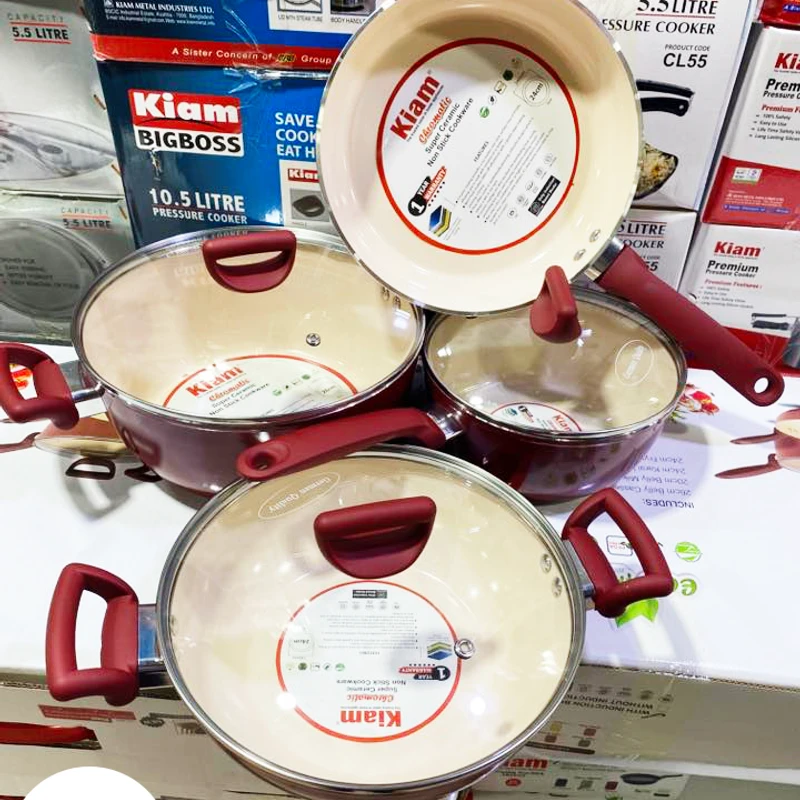 Kiam Induction Non-Stick Ceramic Granite Chromatic 7pcs Cookware Set – German Technology | কিয়াম ইনডাকশন নন-স্টিক সিরামিক গ্রানাইট ক্রোমাটিক ৭-পিস কুকওয়্যার সেট – জার্মান টেকনোলজিতে তৈরি - Image 3