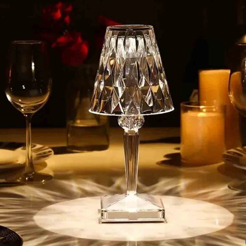 Classic Crystal LED Table Lamp – Diamond Cut Acrylic Goblet Light with Touch & Rechargeable RGB - Image 4