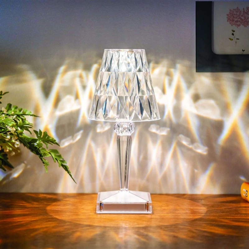 Classic Crystal LED Table Lamp – Diamond Cut Acrylic Goblet Light with Touch & Rechargeable RGB - Image 6