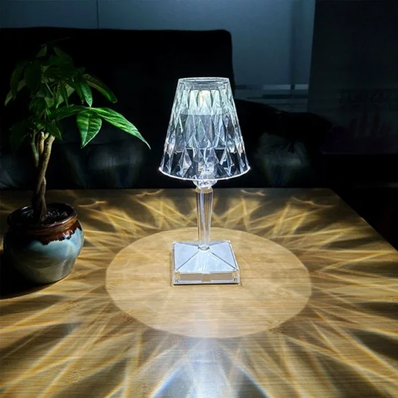 Classic Crystal LED Table Lamp – Diamond Cut Acrylic Goblet Light with Touch & Rechargeable RGB - Image 7