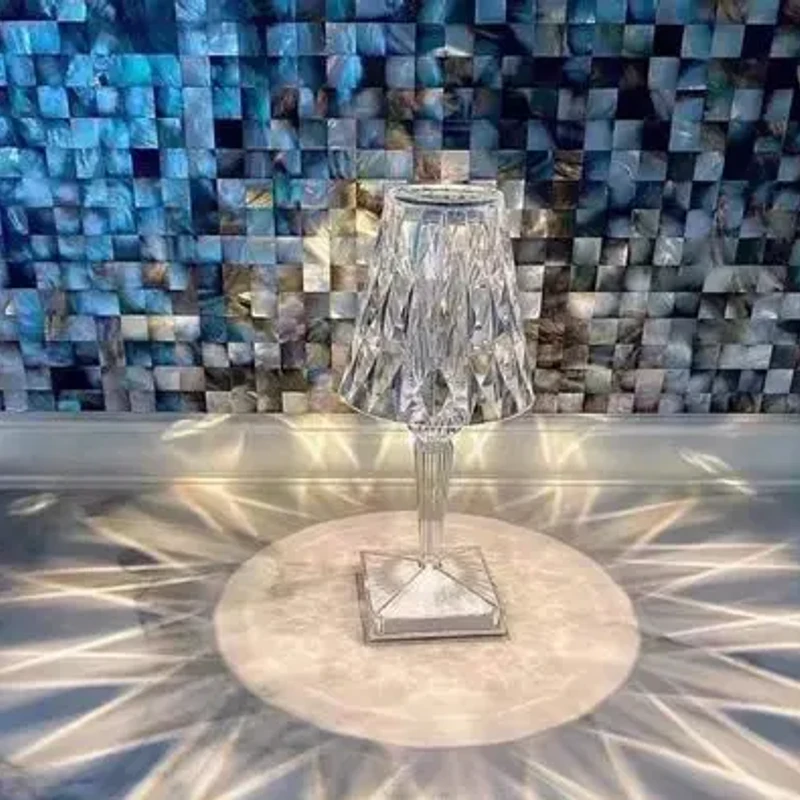 Classic Crystal LED Table Lamp – Diamond Cut Acrylic Goblet Light with Touch & Rechargeable RGB - Image 10