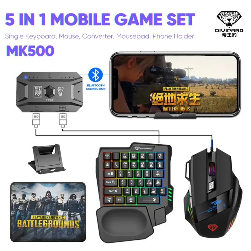 MK500 – 5 in 1 Gaming Combo Set | গেমারদের জন্য ফুল সেটআপ – কিবোর্ড, মাউস, হেডসেট, মাউসপ্যাড ও LED লাইট!