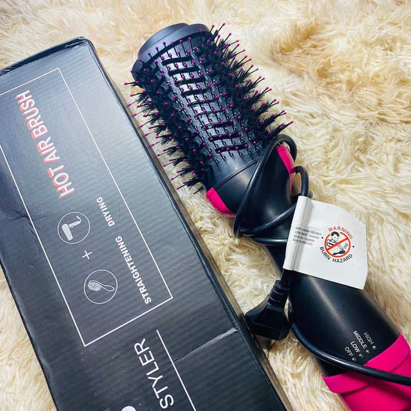 4 in 1 Hair Dryer & Styler, Hair Dryer Hot Air Brush Styler & Volumizer One Step Hair Straightener Curler Electric Blow Dryer Brush Wet And Dry Used - Image 3