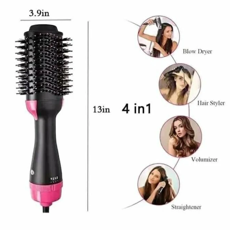 4 in 1 Hair Dryer & Styler, Hair Dryer Hot Air Brush Styler & Volumizer One Step Hair Straightener Curler Electric Blow Dryer Brush Wet And Dry Used - Image 4