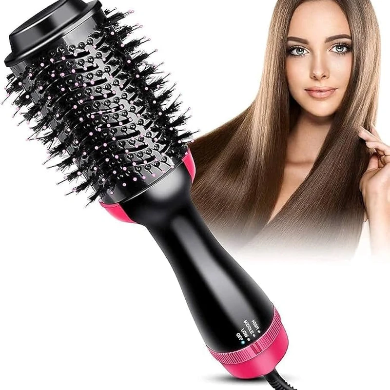 4 in 1 Hair Dryer & Styler, Hair Dryer Hot Air Brush Styler & Volumizer One Step Hair Straightener Curler Electric Blow Dryer Brush Wet And Dry Used