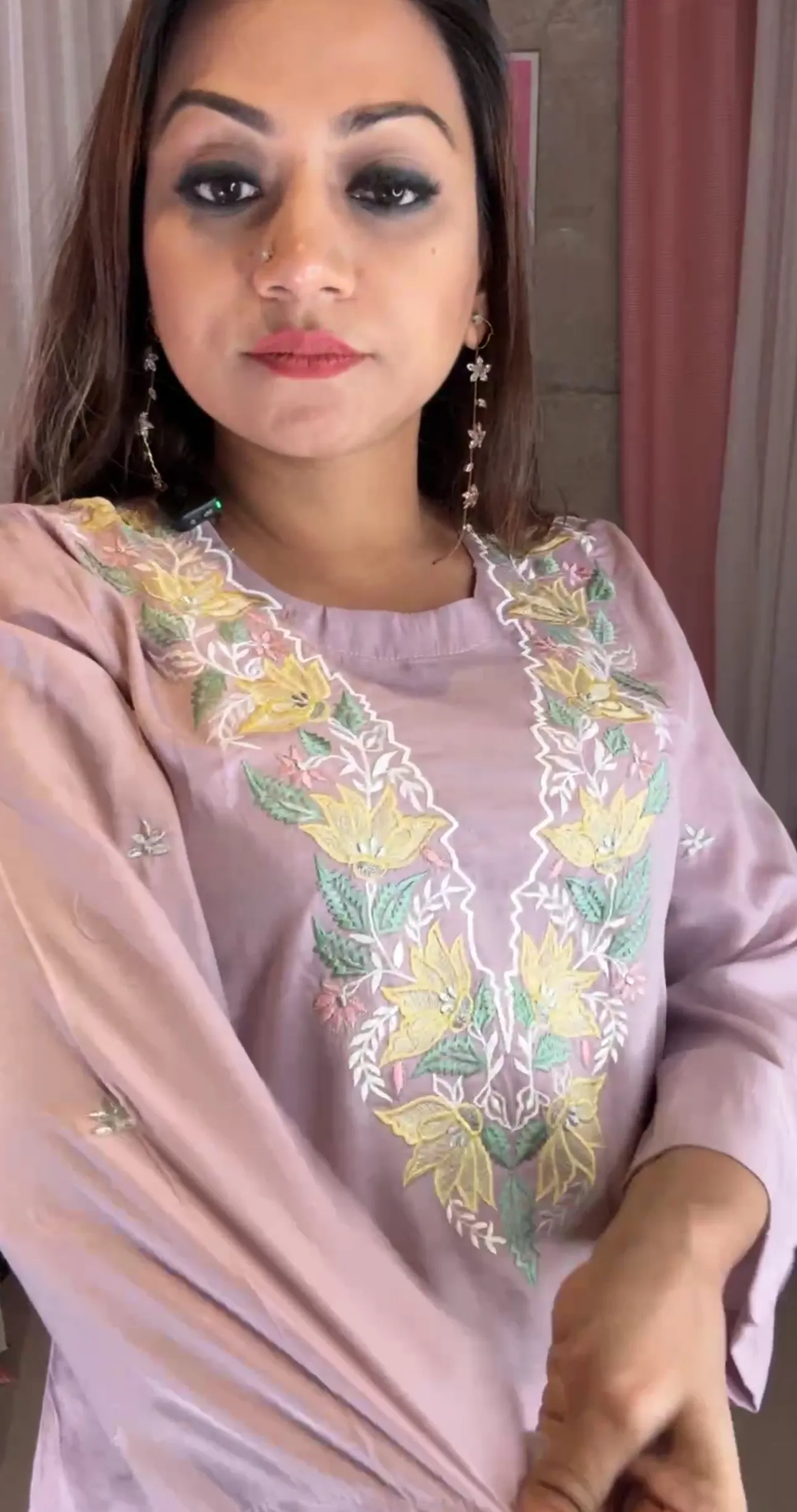 Magnolia - Mauve Yellow Embroidery