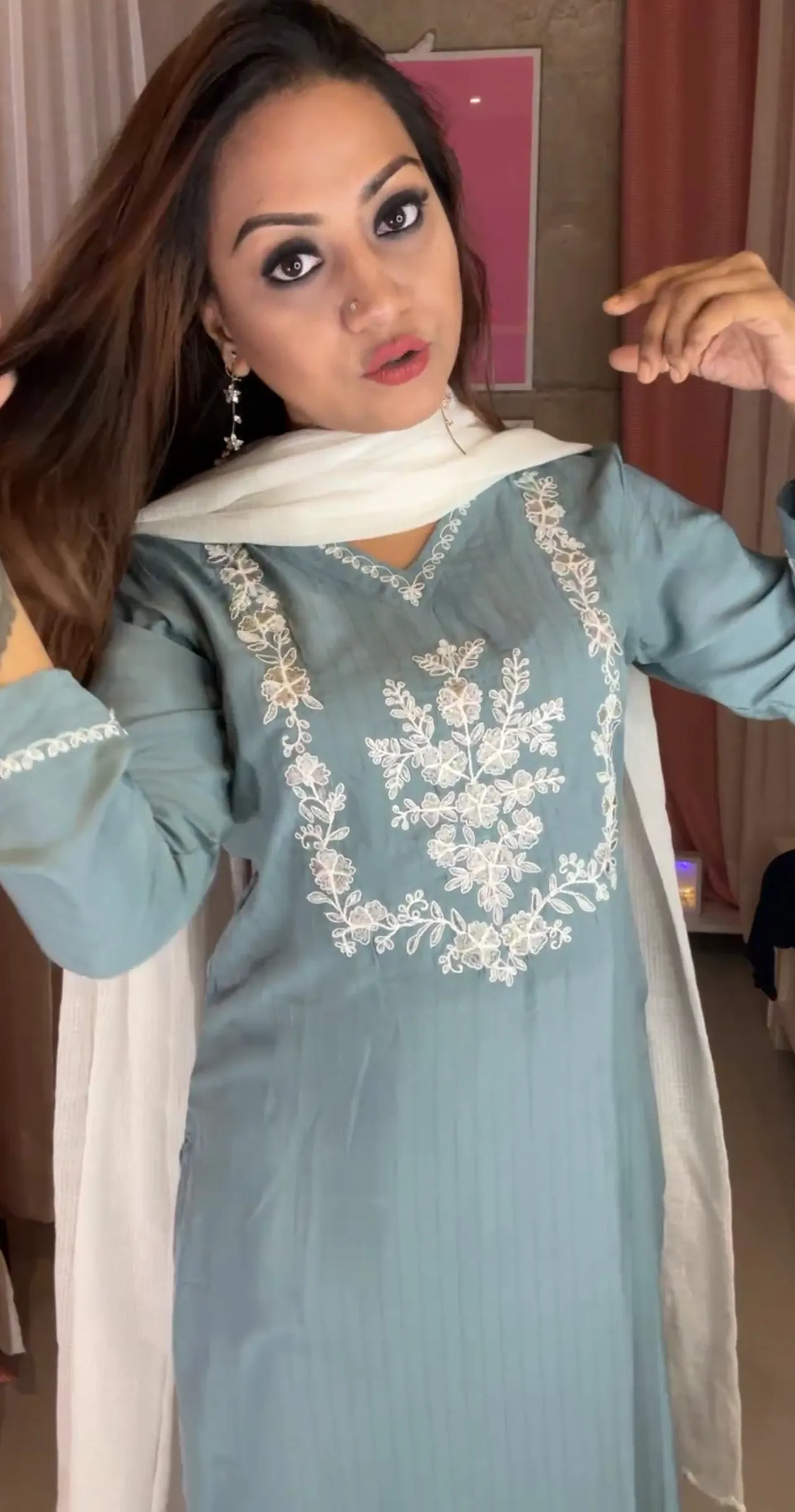 Magnolia-Ice Blue Zari