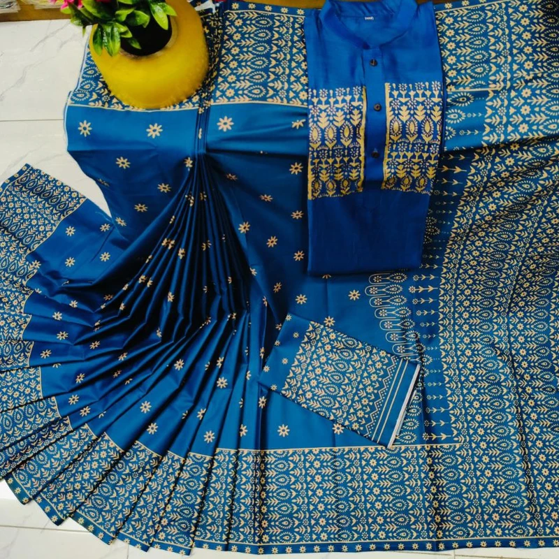 ম্যাচিং কাপল সেট শাড়ি পাঞ্জাবিতে ডিজিটাল প্রিন্ট (414)