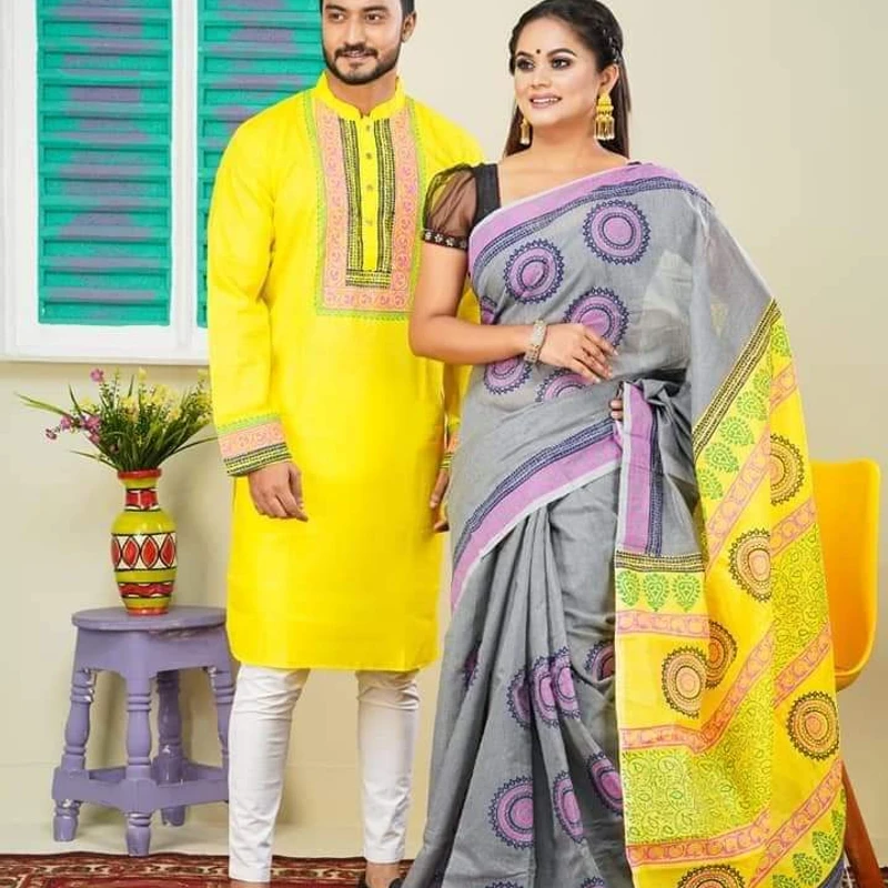 শাড়ি পাঞ্জাবি কাঁপল সেট (124) - Image 3