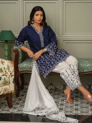 Soft  Cotton Embroidery Three Pieece